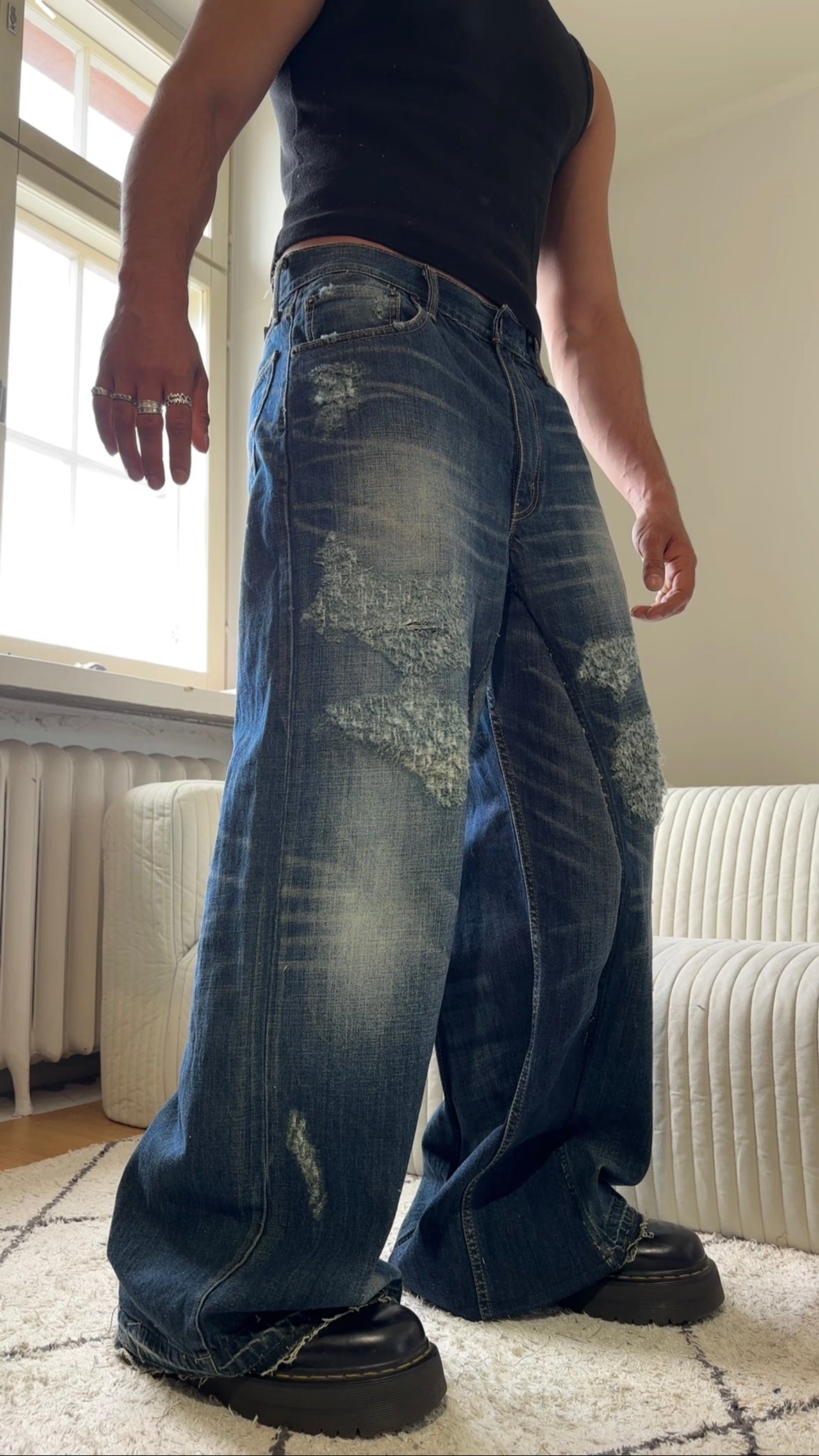 Stoneblue baggy distressed jeans