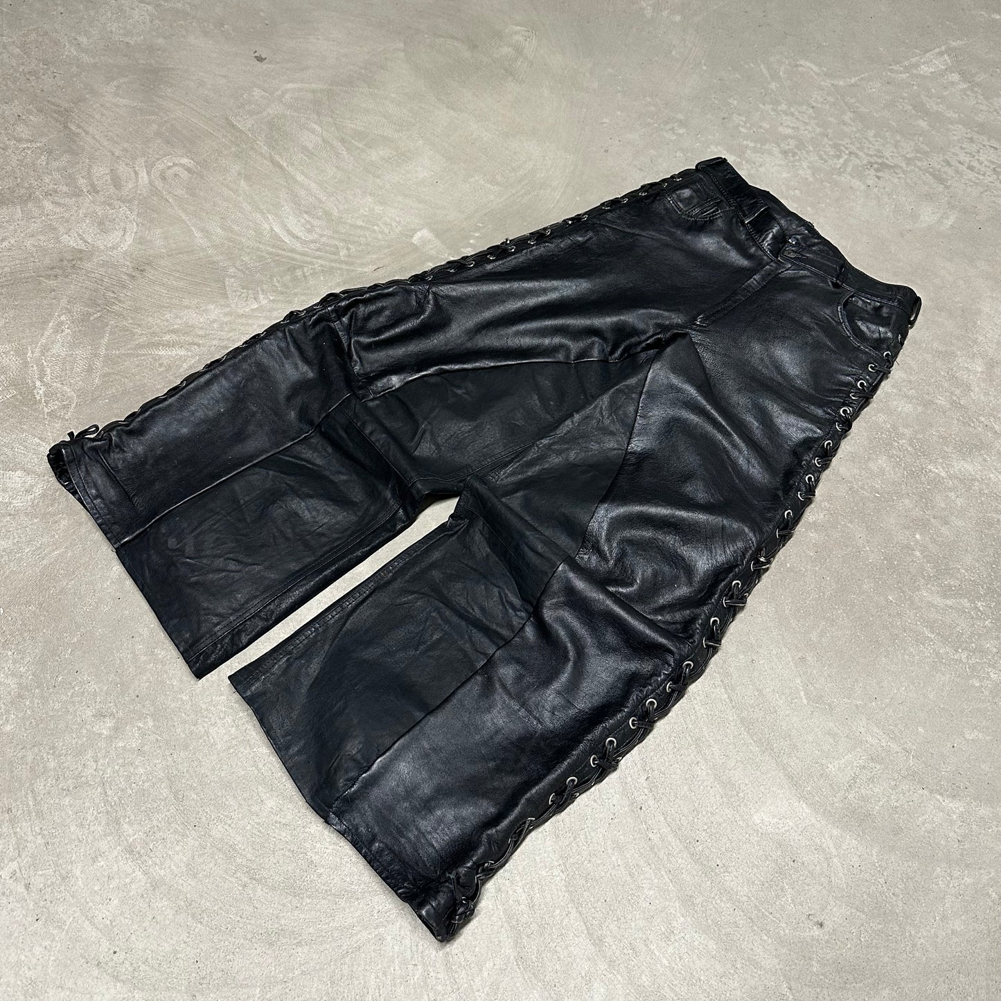 Leather baggy pants