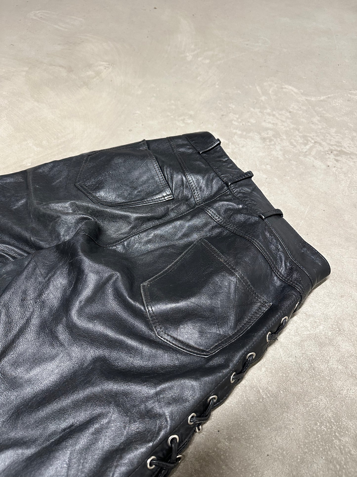 Leather baggy pants