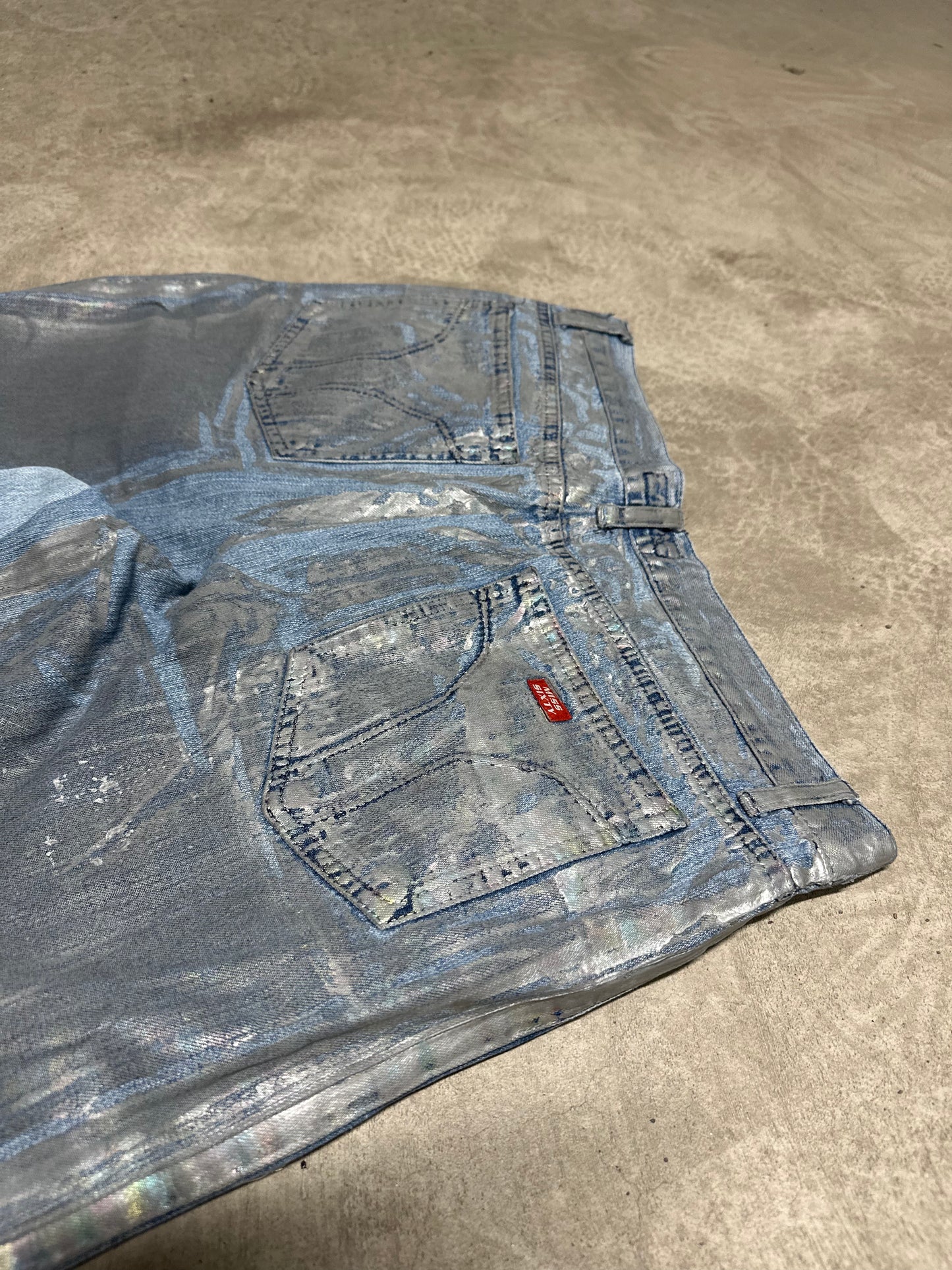 Silver painted baggy jeans