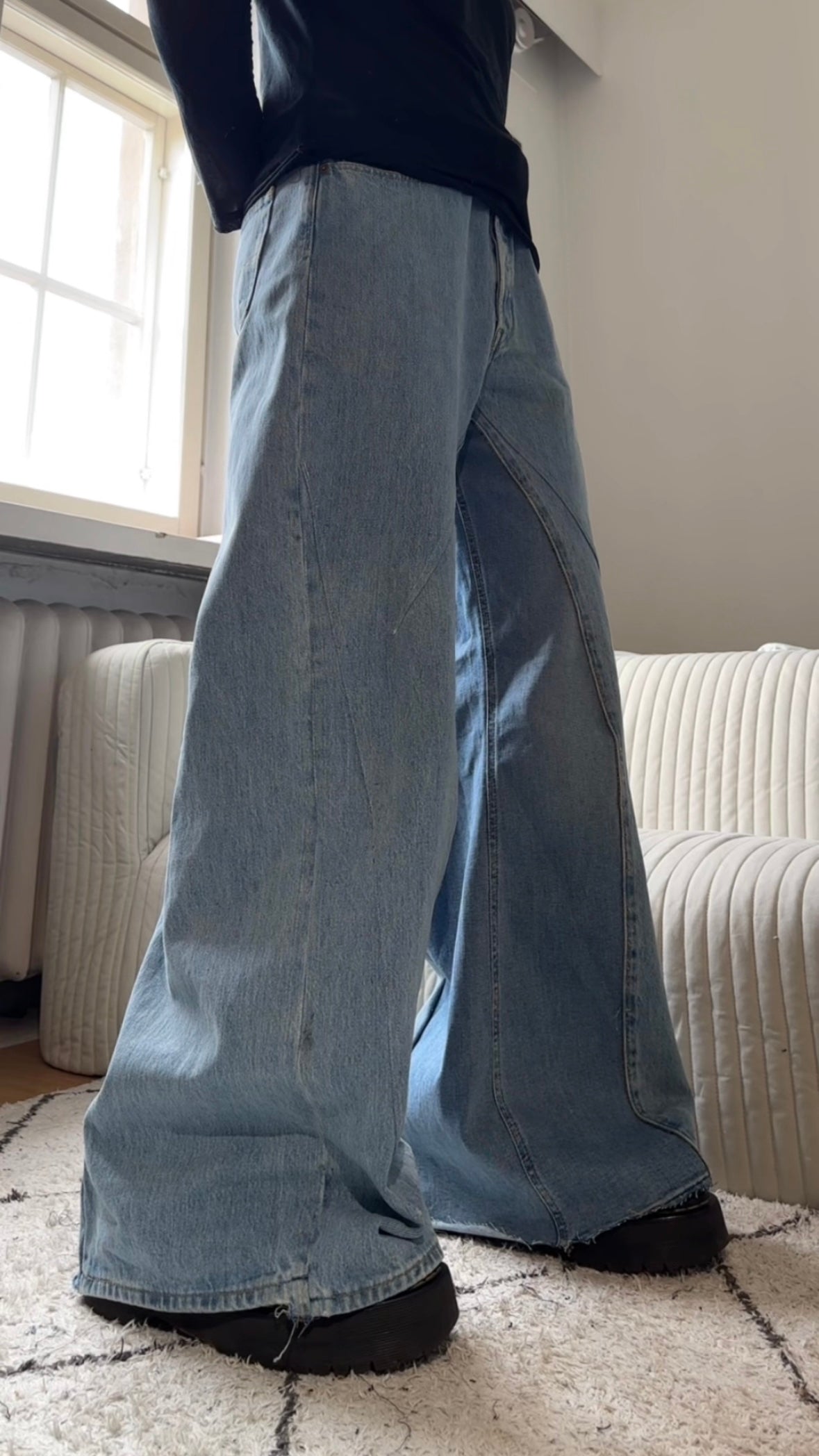 Blue detailed Wide-leg jeans